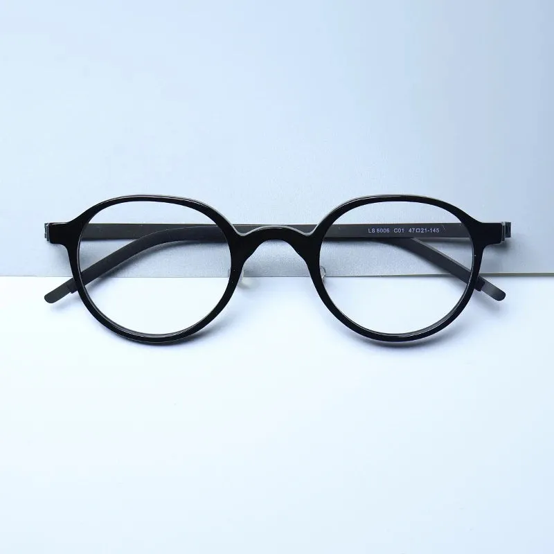 Gatenac Unisex Full Rim Round Screwless Acetate Eyeglasses Gxyj1452