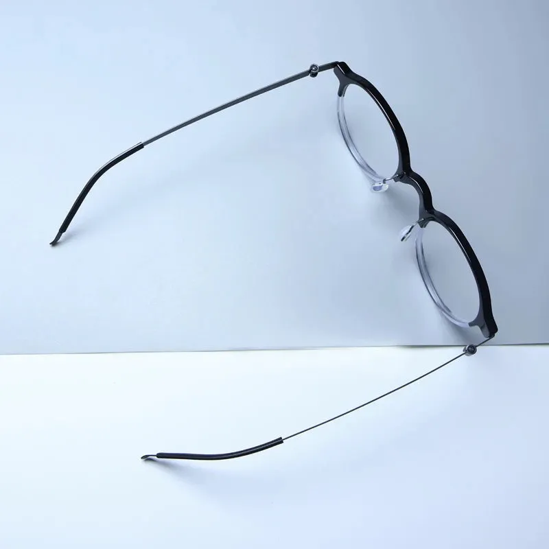 Gatenac Unisex Full Rim Round Screwless Acetate Eyeglasses Gxyj1452