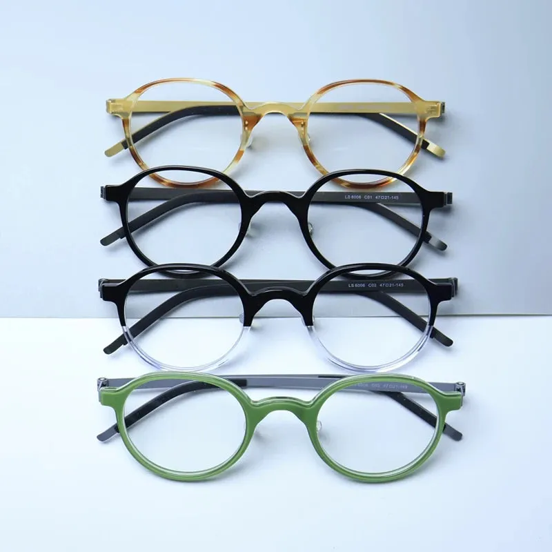 Gatenac Unisex Full Rim Round Screwless Acetate Eyeglasses Gxyj1452
