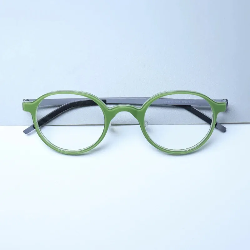 Gatenac Unisex Full Rim Round Screwless Acetate Eyeglasses Gxyj1452
