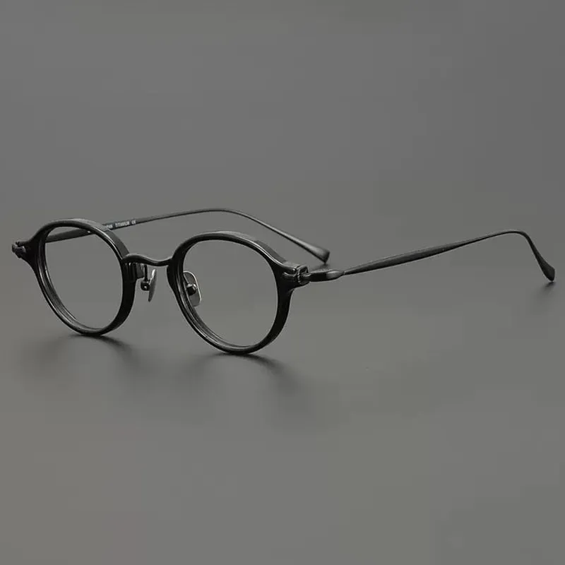 Gatenac Unisex Full Rim Round Small Acetate Titanium Eyeglasses Gxyj890