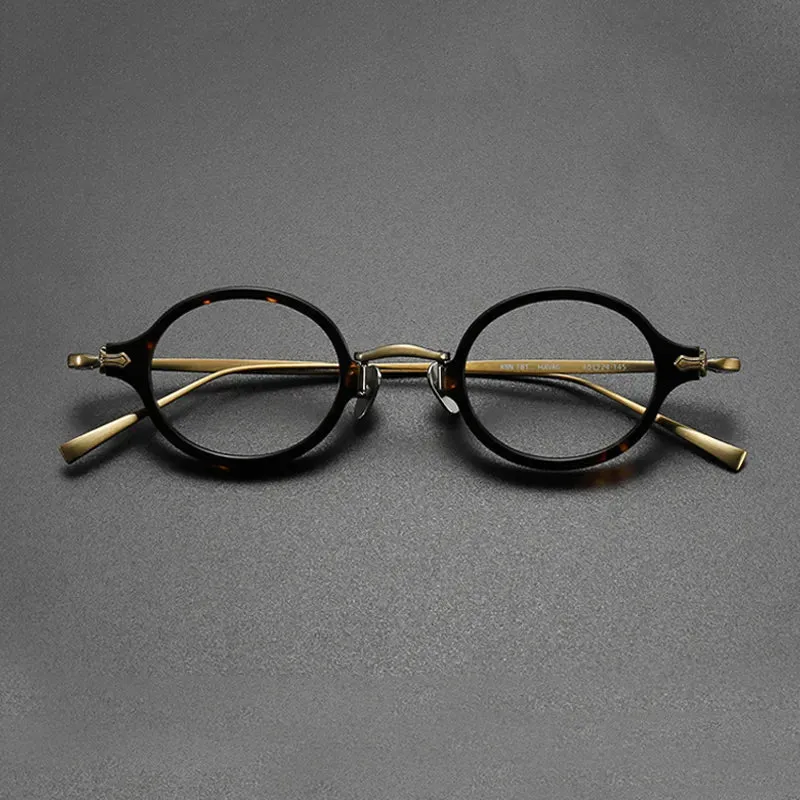 Gatenac Unisex Full Rim Round Small Acetate Titanium Eyeglasses Gxyj890