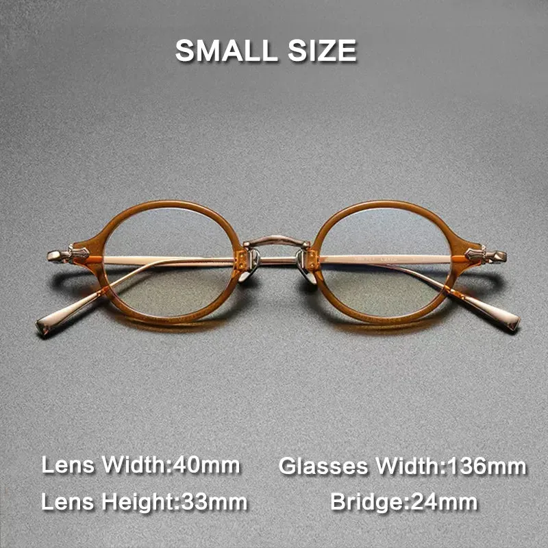 Gatenac Unisex Full Rim Round Small Acetate Titanium Eyeglasses Gxyj890