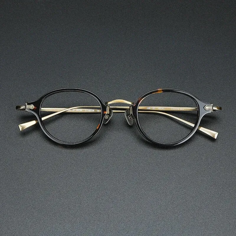 Gatenac Unisex Full Rim Round Small Acetate Titanium Eyeglasses Gxyj890