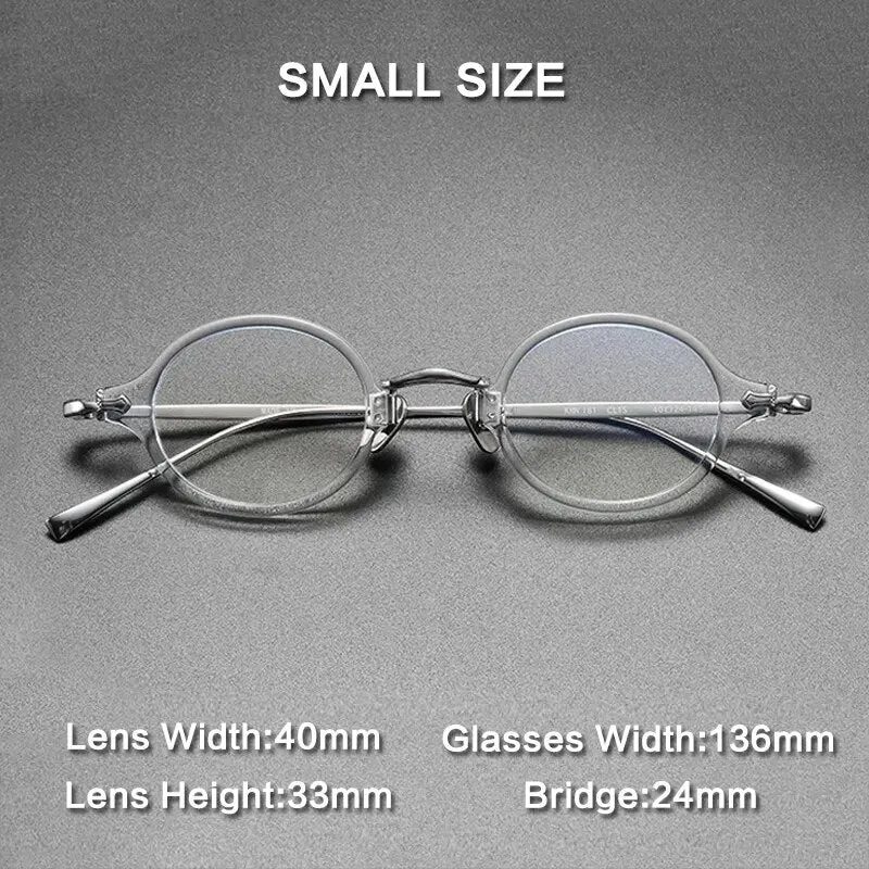 Gatenac Unisex Full Rim Round Small Acetate Titanium Eyeglasses Gxyj890