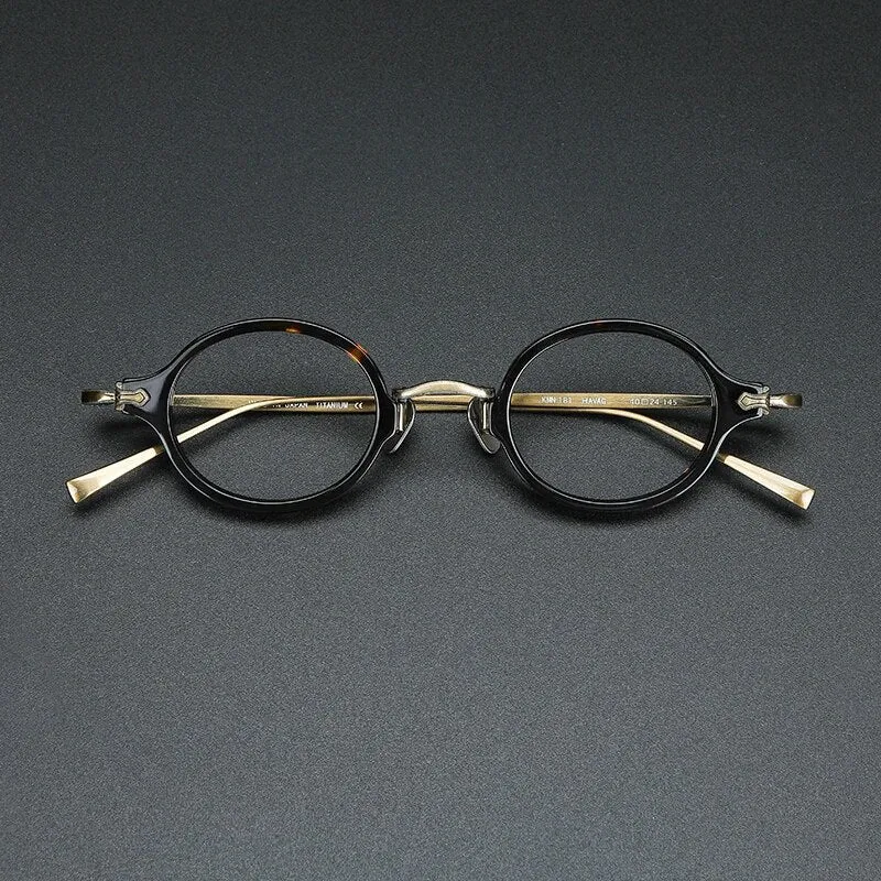 Gatenac Unisex Full Rim Round Small Acetate Titanium Eyeglasses Gxyj890