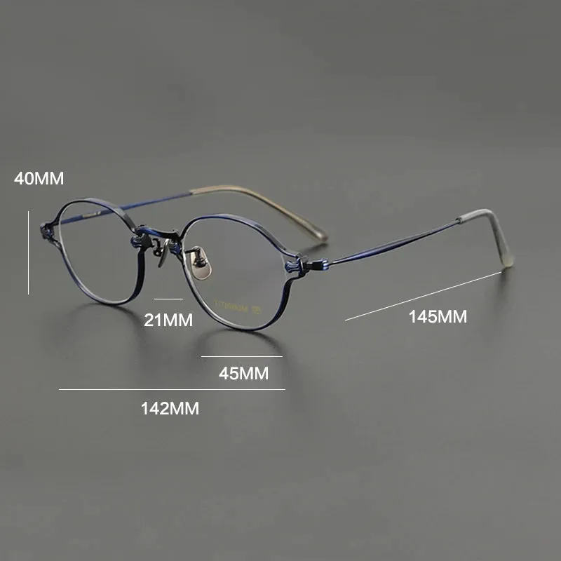 Gatenac Unisex Full Rim Round Small Titanium Eyeglasses Gxyj1199