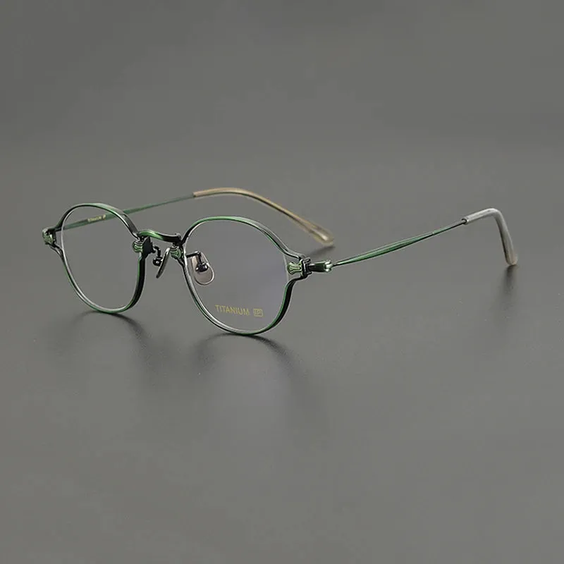 Gatenac Unisex Full Rim Round Small Titanium Eyeglasses Gxyj1199