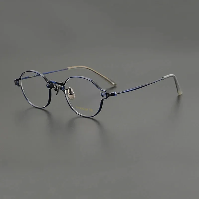 Gatenac Unisex Full Rim Round Small Titanium Eyeglasses Gxyj1199
