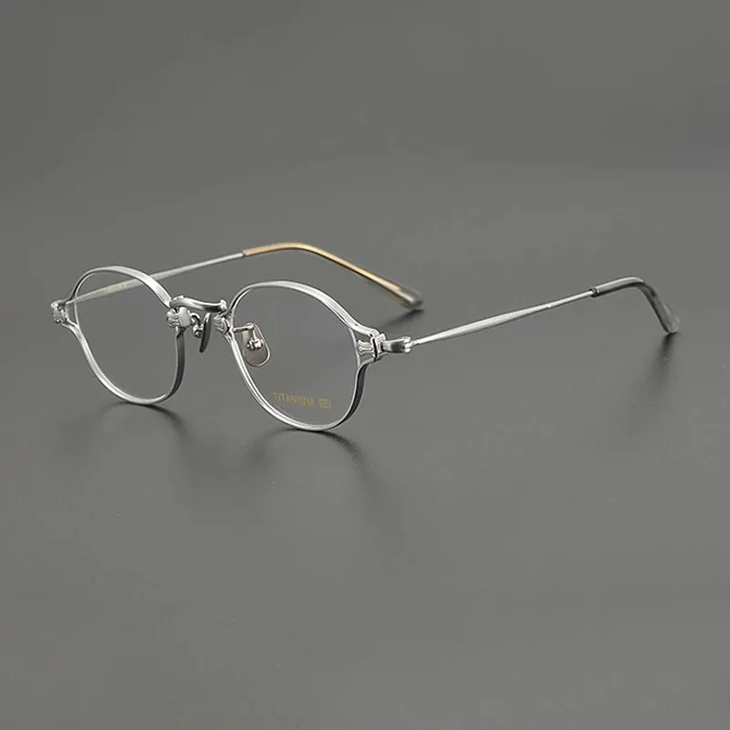 Gatenac Unisex Full Rim Round Small Titanium Eyeglasses Gxyj1199