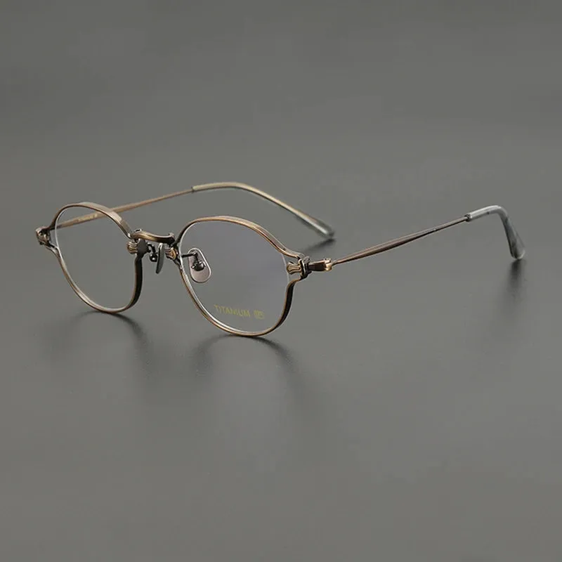 Gatenac Unisex Full Rim Round Small Titanium Eyeglasses Gxyj1199