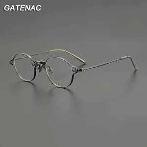 Gatenac Unisex Full Rim Round Small Titanium Eyeglasses Gxyj1199