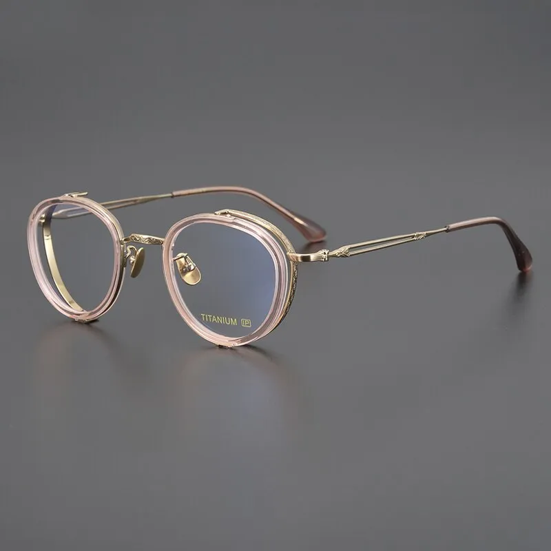 Gatenac Unisex Full Rim Round Square Acetate Titanium Eyeglasses Gxyj1050