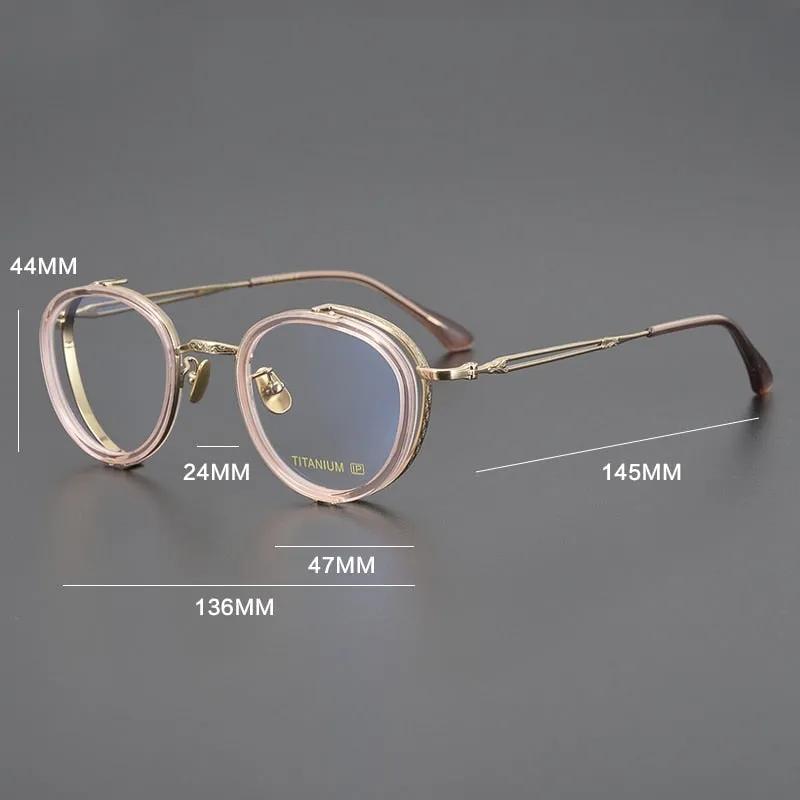 Gatenac Unisex Full Rim Round Square Acetate Titanium Eyeglasses Gxyj1050
