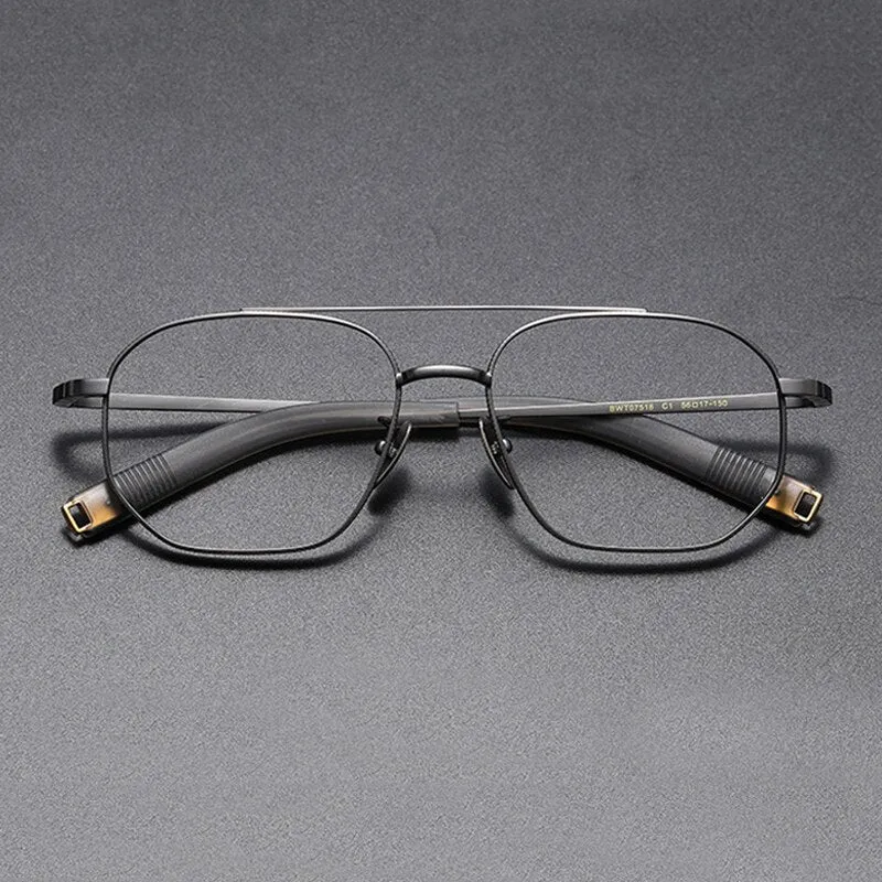 Gatenac Unisex Full Rim Round Square Double Bridge Titanium Eyeglasses Gxyj900