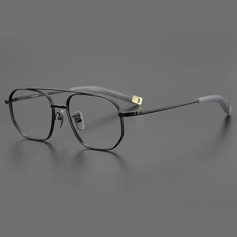 Gatenac Unisex Full Rim Round Square Double Bridge Titanium Eyeglasses Gxyj900
