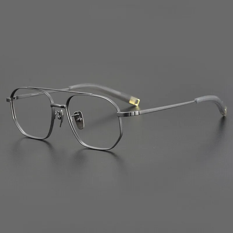Gatenac Unisex Full Rim Round Square Double Bridge Titanium Eyeglasses Gxyj900