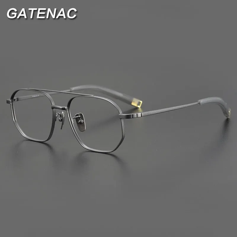 Gatenac Unisex Full Rim Round Square Double Bridge Titanium Eyeglasses Gxyj900
