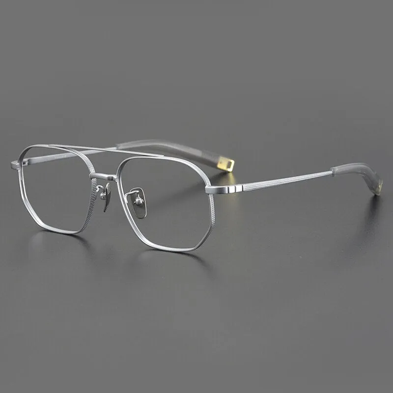 Gatenac Unisex Full Rim Round Square Double Bridge Titanium Eyeglasses Gxyj900