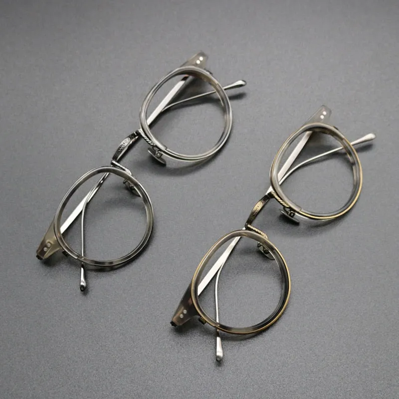 Gatenac Unisex Full Rim Round Titanium Acetate Frame Eyeglasses Gxyj474