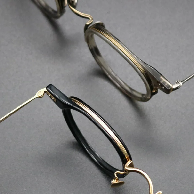 Gatenac Unisex Full Rim Round Titanium Acetate Frame Eyeglasses Gxyj474
