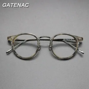 Gatenac Unisex Full Rim Round Titanium Acetate Frame Eyeglasses Gxyj474