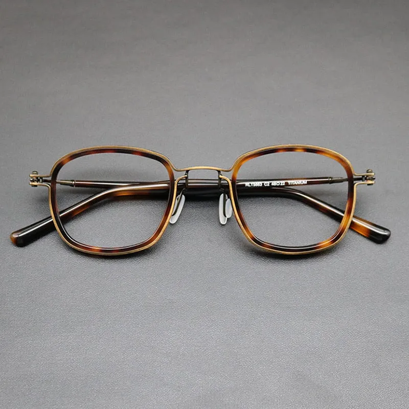 Gatenac Unisex Full Rim Round Titanium Acetate Frame Eyeglasses Gxyj667