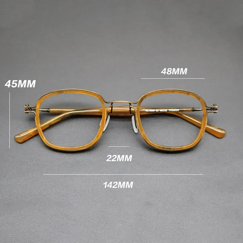Gatenac Unisex Full Rim Round Titanium Acetate Frame Eyeglasses Gxyj667