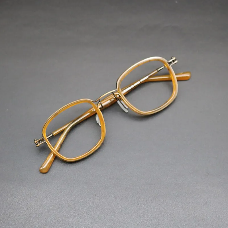 Gatenac Unisex Full Rim Round Titanium Acetate Frame Eyeglasses Gxyj667