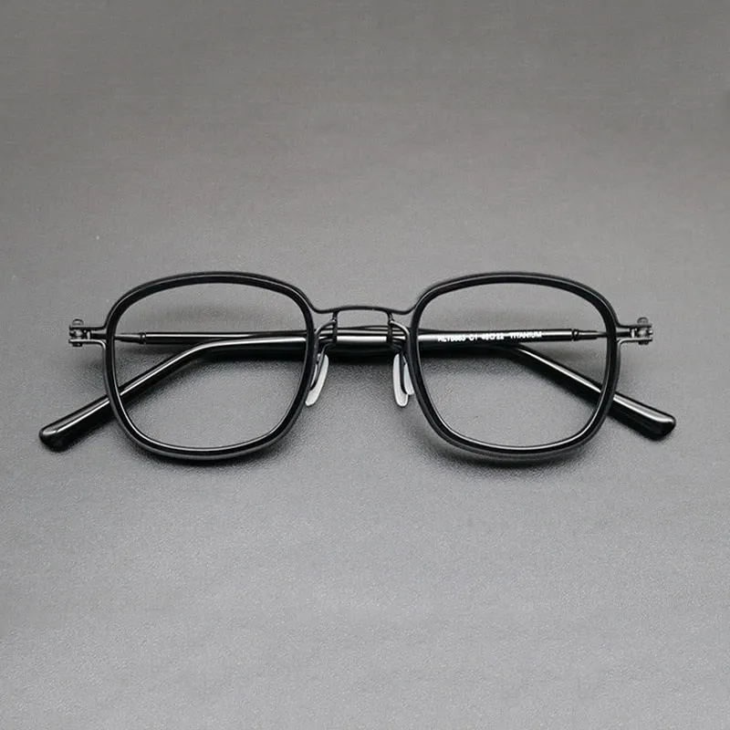 Gatenac Unisex Full Rim Round Titanium Acetate Frame Eyeglasses Gxyj667