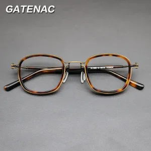 Gatenac Unisex Full Rim Round Titanium Acetate Frame Eyeglasses Gxyj667