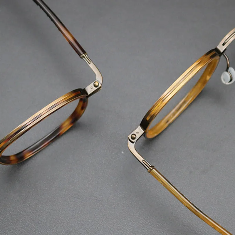 Gatenac Unisex Full Rim Round Titanium Acetate Frame Eyeglasses Gxyj667