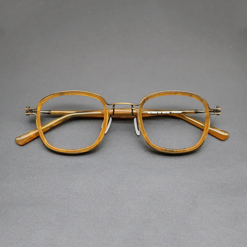 Gatenac Unisex Full Rim Round Titanium Acetate Frame Eyeglasses Gxyj667
