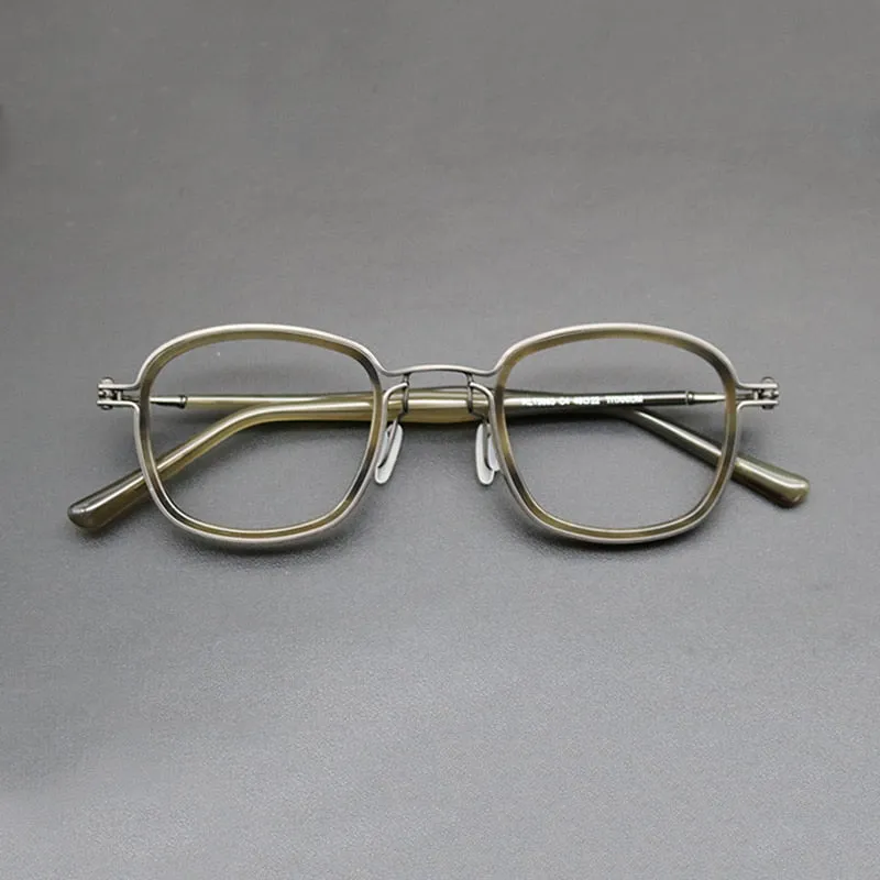 Gatenac Unisex Full Rim Round Titanium Acetate Frame Eyeglasses Gxyj667