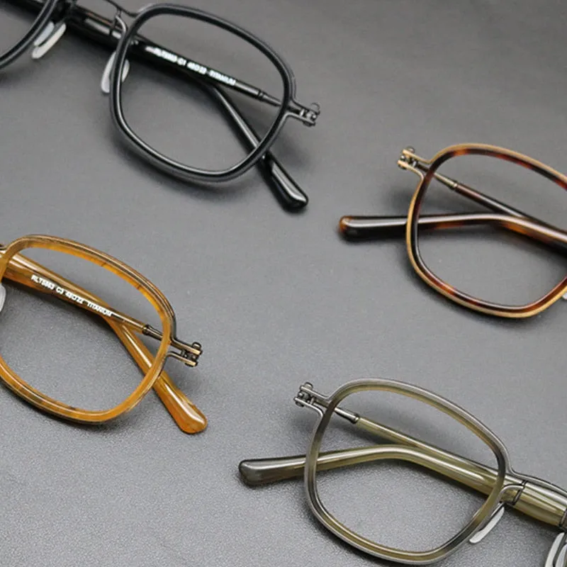 Gatenac Unisex Full Rim Round Titanium Acetate Frame Eyeglasses Gxyj667