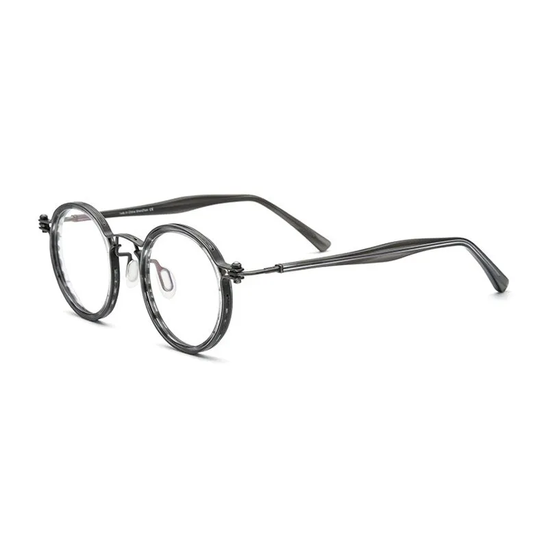 Gatenac Unisex Full Rim Round β Titanium Acetate Frame Eyeglasses Gxyj737