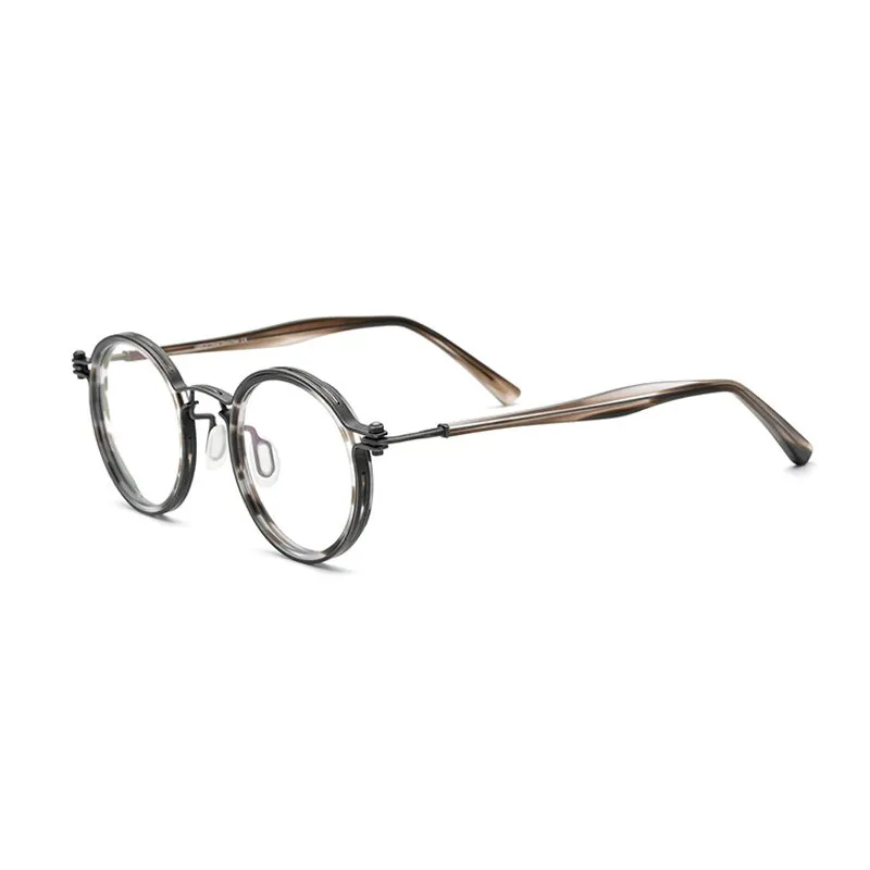 Gatenac Unisex Full Rim Round β Titanium Acetate Frame Eyeglasses Gxyj737