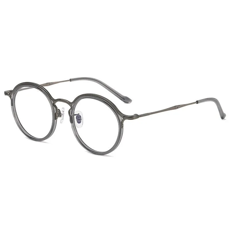 Gatenac Unisex Full Rim Round Titanium Eyeglasses Gxyj1019