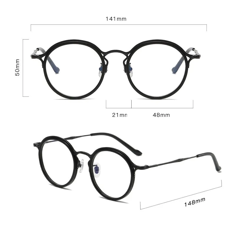 Gatenac Unisex Full Rim Round Titanium Eyeglasses Gxyj1019