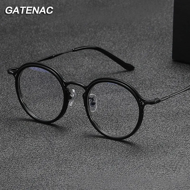 Gatenac Unisex Full Rim Round Titanium Eyeglasses Gxyj1019