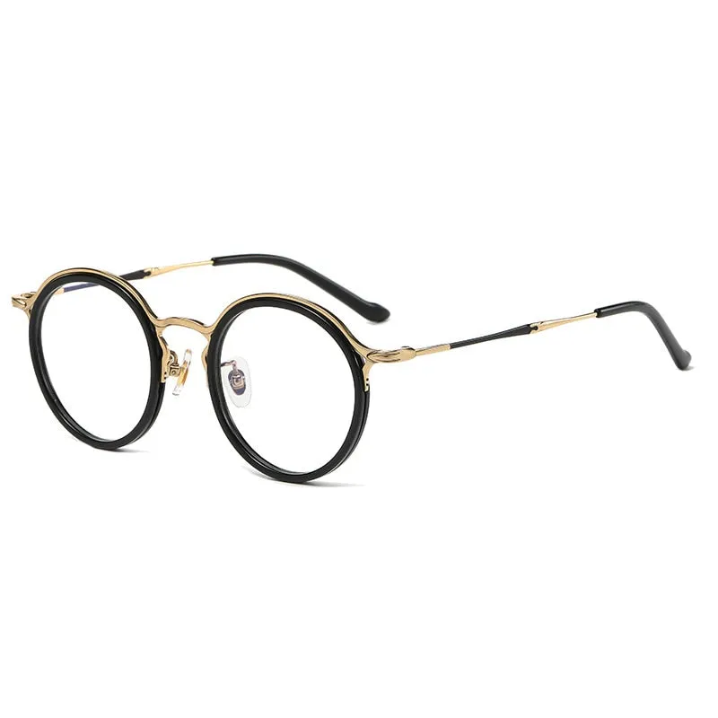Gatenac Unisex Full Rim Round Titanium Eyeglasses Gxyj1019