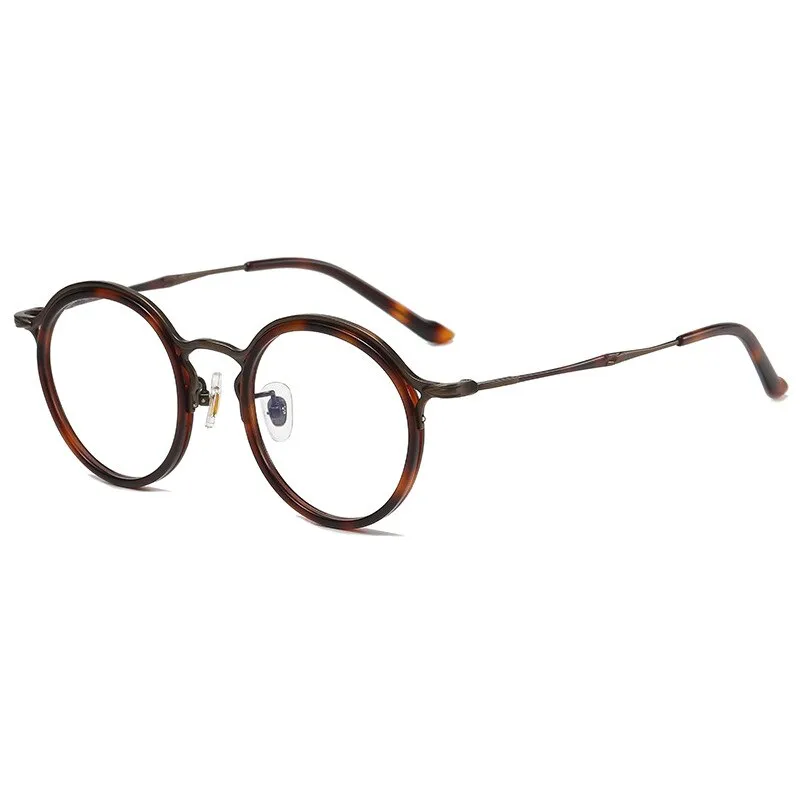 Gatenac Unisex Full Rim Round Titanium Eyeglasses Gxyj1019
