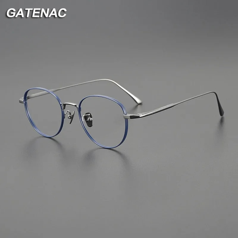 Gatenac Unisex Full Rim Round Titanium Eyeglasses Gxyj1098