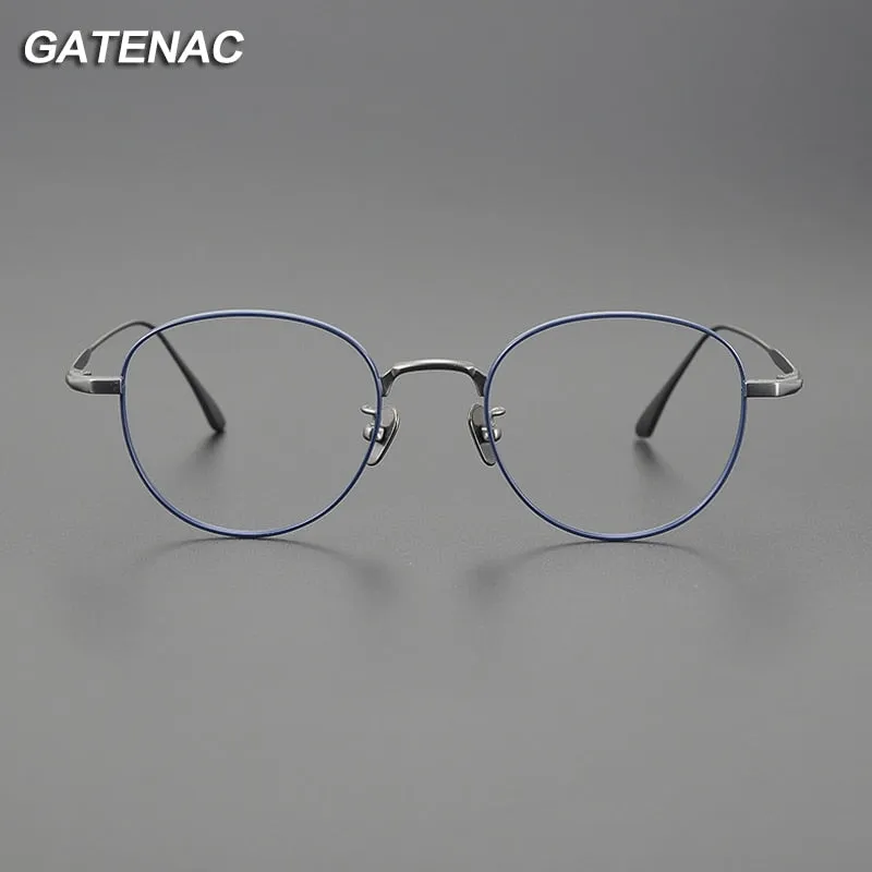 Gatenac Unisex Full Rim Round Titanium Eyeglasses Gxyj1098