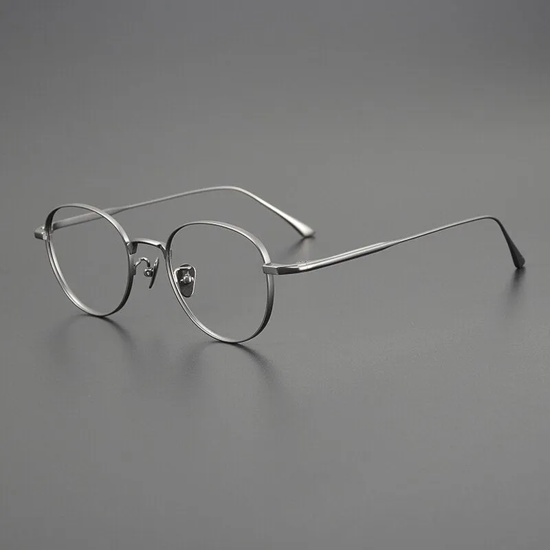 Gatenac Unisex Full Rim Round Titanium Eyeglasses Gxyj1098