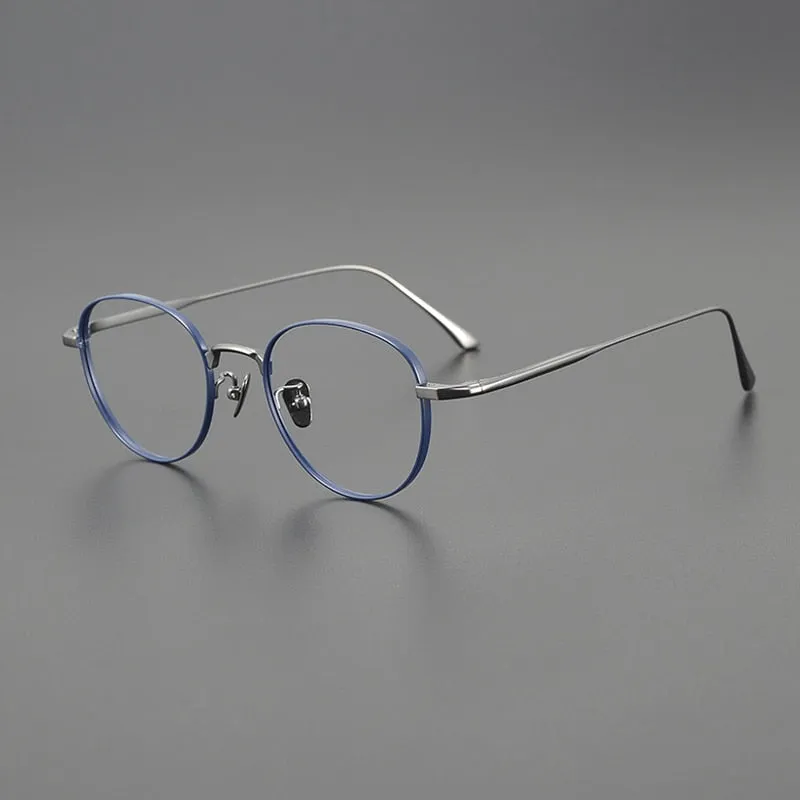 Gatenac Unisex Full Rim Round Titanium Eyeglasses Gxyj1098