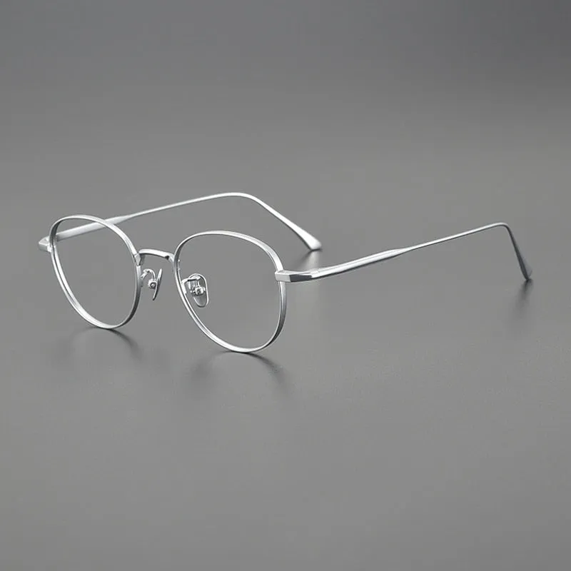 Gatenac Unisex Full Rim Round Titanium Eyeglasses Gxyj1098