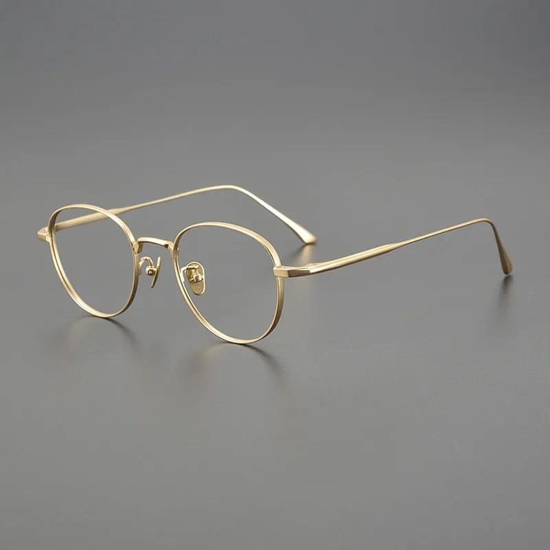Gatenac Unisex Full Rim Round Titanium Eyeglasses Gxyj1098
