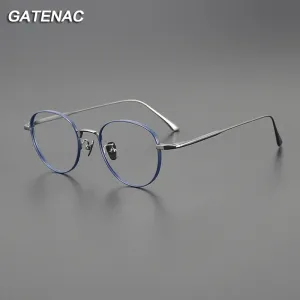Gatenac Unisex Full Rim Round Titanium Eyeglasses Gxyj1098