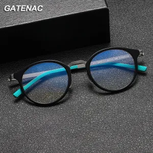 Gatenac Unisex Full Rim Round Titanium Eyeglasses Gxyj1155